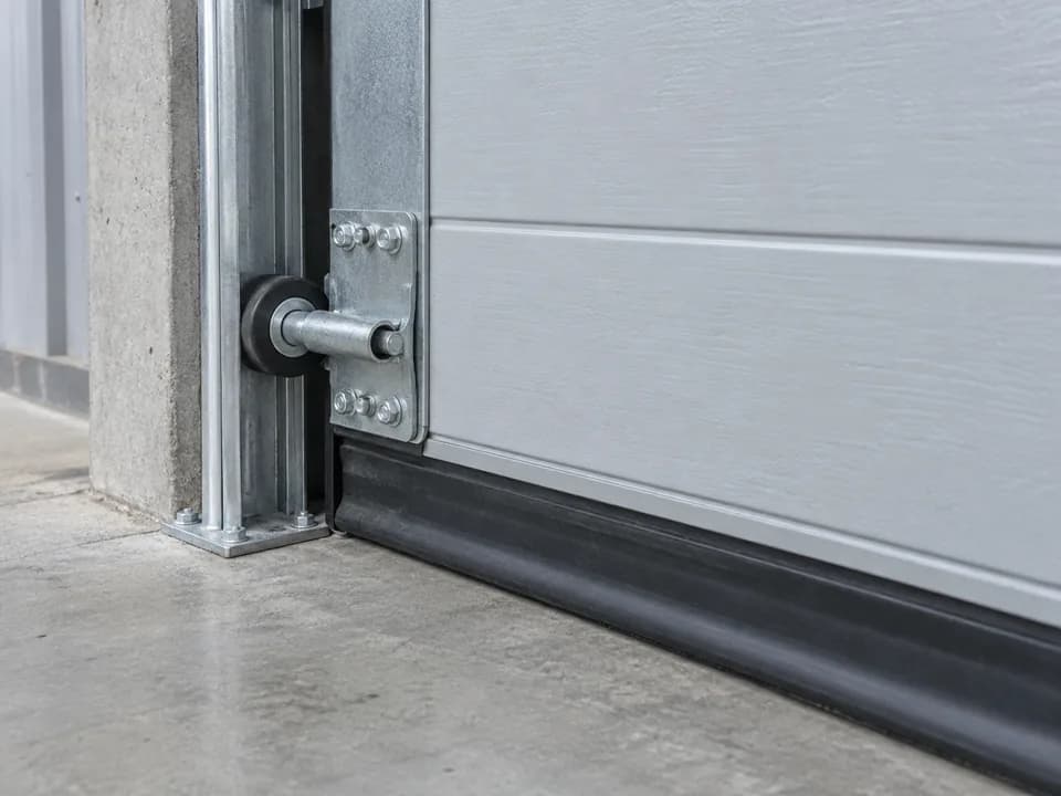Magazijndeur in de werkplaats vóór het onderhoud